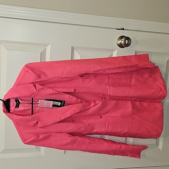 NWT Pretty Little Thing Bubblegum Pink Double Breasted Jacket (8) - Picture 1 of 4